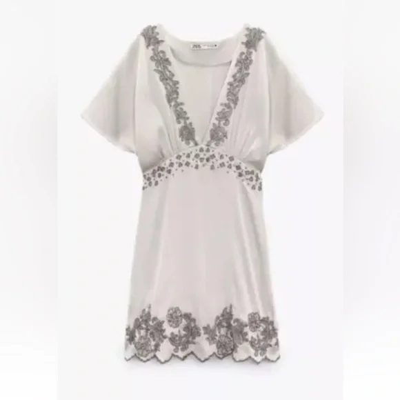 zara embroidered dress limited edition Natural Slim Fit Maxi Dress – Turkish Cotton main image 0